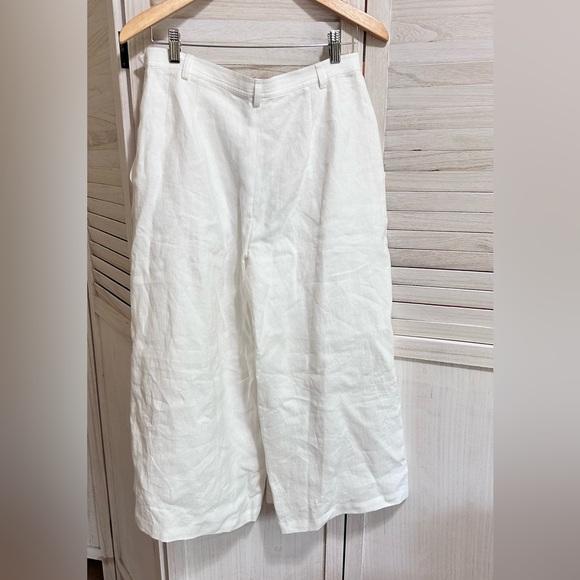 Ralph Lauren White Wide Leg Linen Pants - Picture 3 of 8